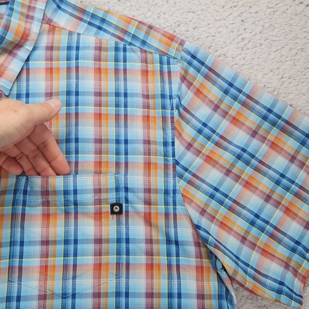 Marmot Shirt Mens XL Multicolor Plaid Short Sleeve Button Up Lightweight Casual - Picture 5 of 14